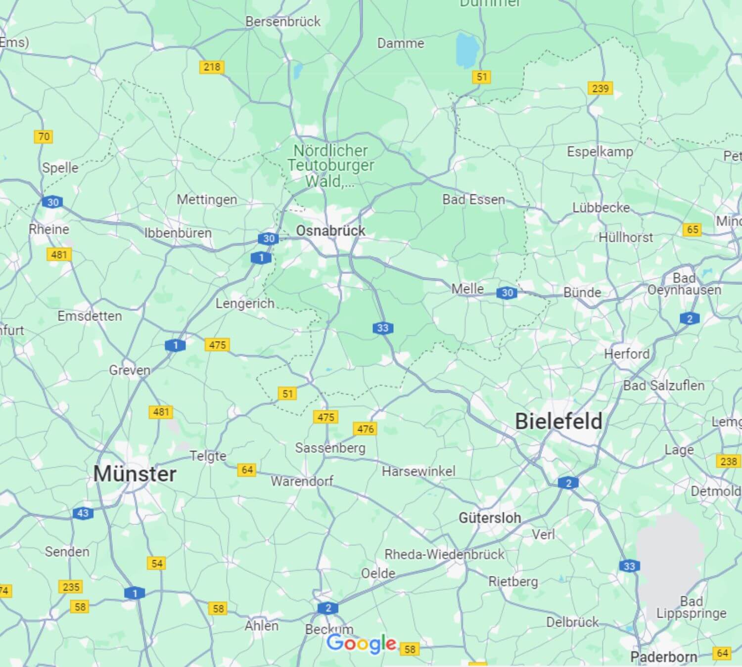 Karte Gebiet Fenster Haustür Jalousie Fensterbänke Montage Handwerker Landkreis Osnabrück Bielefeld Bad Iburg Bad Laer Hilter Dissen Bünde Herford