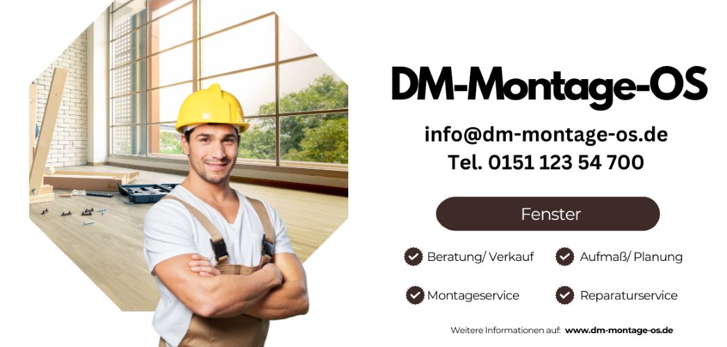 Montage Bauelemente von anderen Hersteller oder Lieferanten Fenster Haustuer Jalousien Vorbaujalousie Fensterbaenke Melle Osnabrueck Bielefeld Herford Bad Iburg Rheine Wallenhorst DM-Montage-OS Monteure Handwerker Monteur